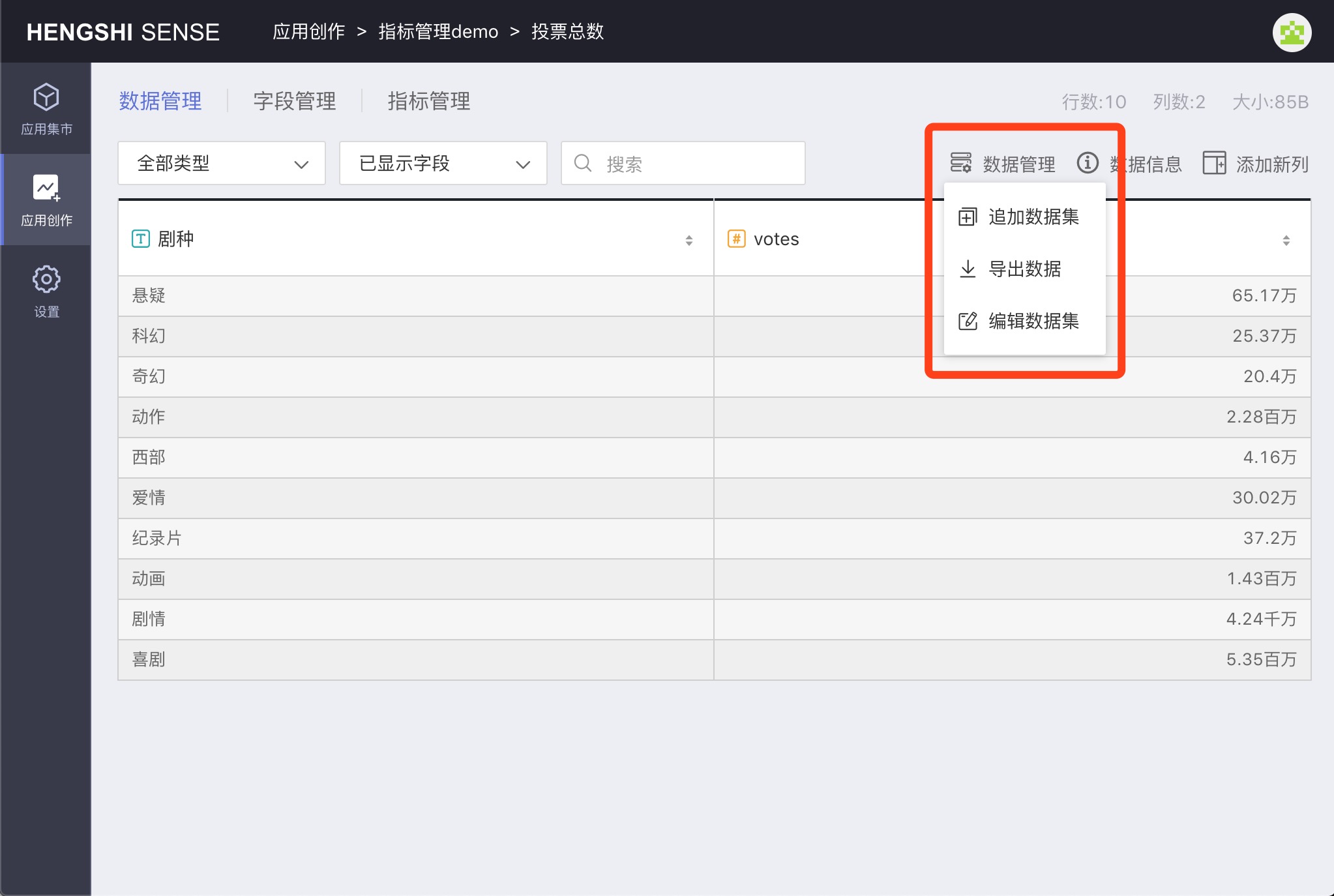 Dataset data manage